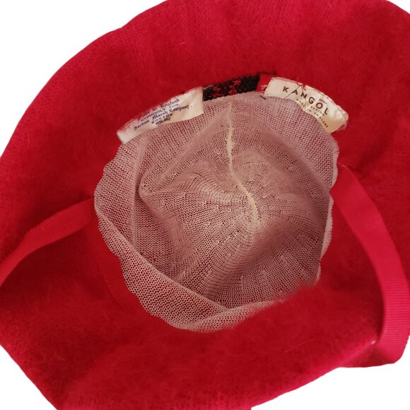 Red Kangol Hat Bucket Hat Cloche Angora Wool Vintage 1960s 60s Made in England - Picture 3 of 7